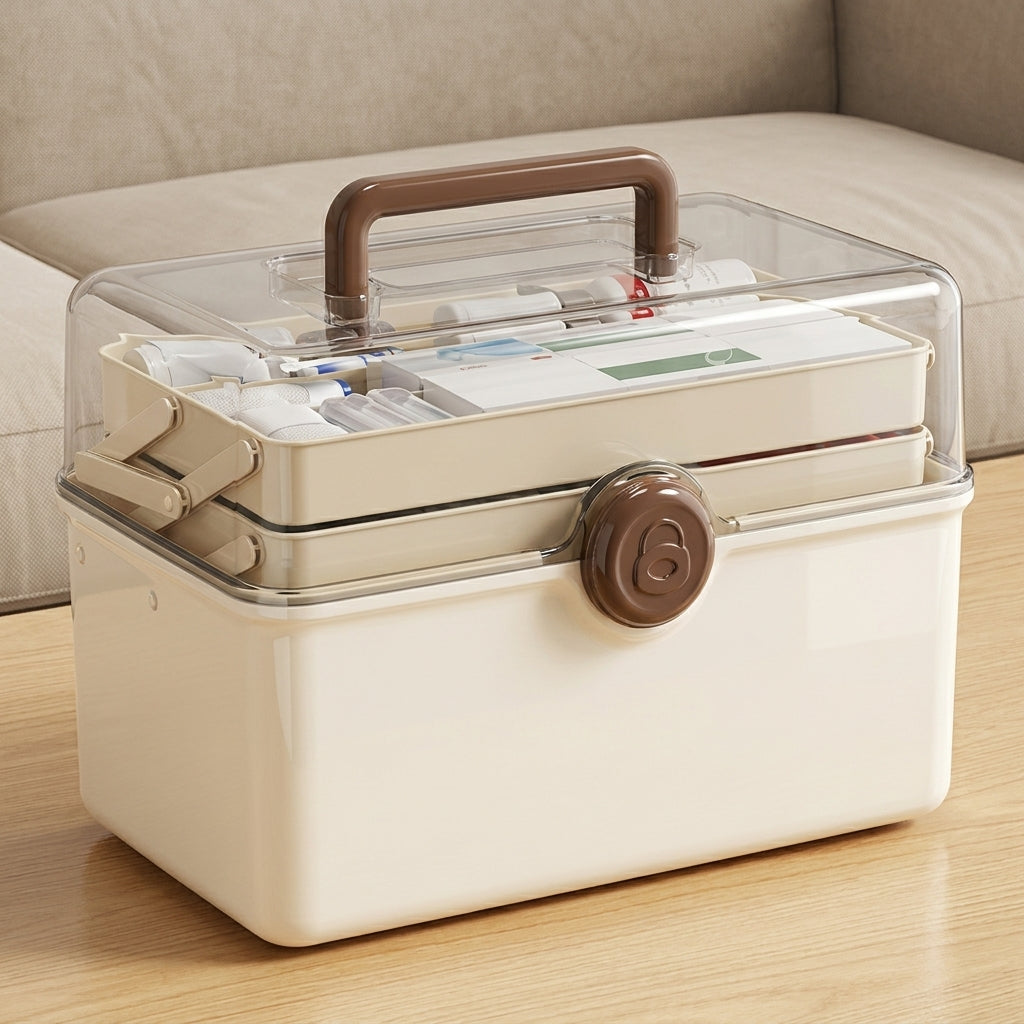 Family Medicine Storage Box with Handle